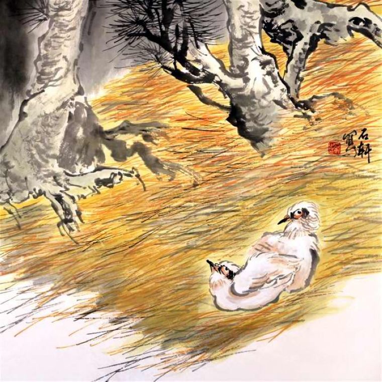 斗方水墨花鳥(niǎo)